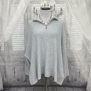 Tommy Bahama Size Large  L / XL Shimmer Bonita Zip Poncho Sweater Pearl Grey NEW